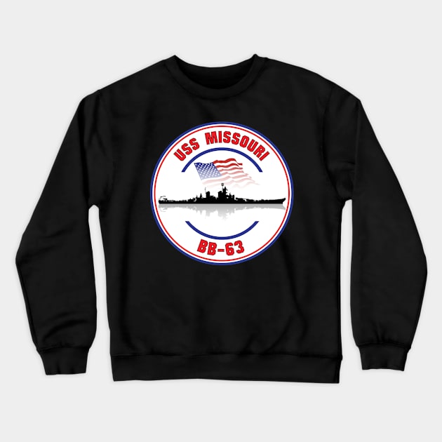 USS Missouri BB-63 Crewneck Sweatshirt by darkside1 designs